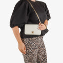 Chanel Mini Classic White Quilted Lambskin Full Flap Wallet On Chain WOC With 24K Gold-Plated Hardware