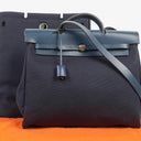 Hermes Herbag Navy Canvas Vache Hunter MM 2 In 1 Bag