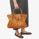MCM Cognac Visetos Drawstring Tote Bag