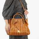 MCM Cognac Visetos Drawstring Tote Bag