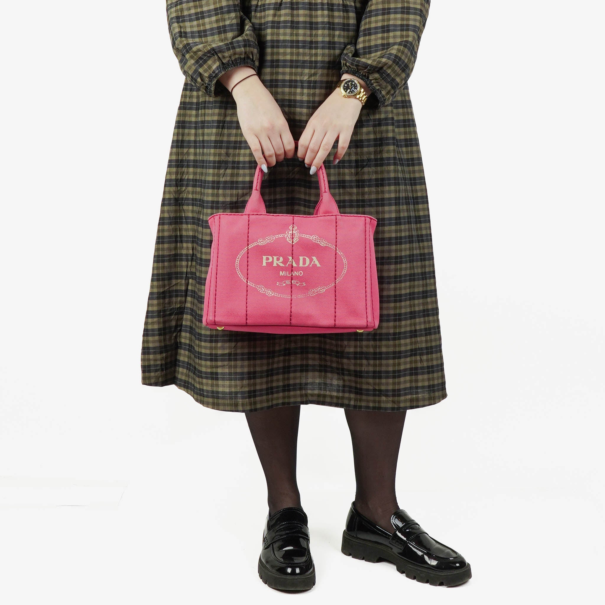 Prada Peonia Canapa Denim Logo Tote Tasche