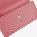 Chanel Large Boy Gusset Pink Chevron Quilted Leather Flap Wallet