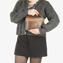 Celine Brown Triomphe Macadam Vanity Handbag