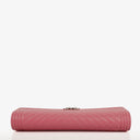 Chanel Large Boy Gusset Pink Chevron Quilted Leather Flap Wallet
