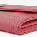 Chanel Large Boy Gusset Pink Chevron Quilted Leather Flap Wallet