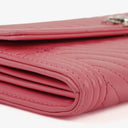 Chanel Large Boy Gusset Pink Chevron Quilted Leather Flap Wallet