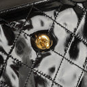 Chanel CC Black Quilted Patent Leather Handbag With 24K Gold-Plated Hardware