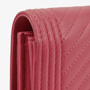 Chanel Large Boy Gusset Pink Chevron Quilted Leather Flap Wallet