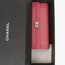 Chanel Large Boy Gusset Pink Chevron Quilted Leather Flap Wallet
