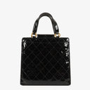 Chanel CC Black Quilted Patent Leather Handbag With 24K Gold-Plated Hardware