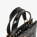 Chanel CC Black Quilted Patent Leather Handbag With 24K Gold-Plated Hardware