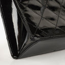 Chanel CC Black Quilted Patent Leather Handbag With 24K Gold-Plated Hardware