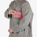 Chanel Large Boy Gusset Pink Chevron Quilted Leather Flap Wallet