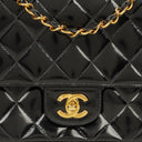 Chanel Single Flap Bag Black Quilted Patent Leather With 24K Gold-Plated Hardware