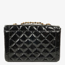 Chanel Single Flap Bag Black Quilted Patent Leather With 24K Gold-Plated Hardware