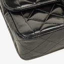 Chanel Single Flap Bag Black Quilted Patent Leather With 24K Gold-Plated Hardware