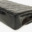 Chanel Single Flap Bag Black Quilted Patent Leather With 24K Gold-Plated Hardware