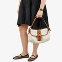 Coach White/Brown Leather Soho Buckle Flap Shoulder Bag