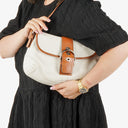 Coach White/Brown Leather Soho Buckle Flap Shoulder Bag