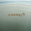 Chanel Vintage Quiltad Mocka Ljusblå Mini Flap-väska