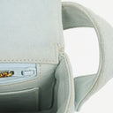 Chanel Vintage Quiltad Mocka Ljusblå Mini Flap-väska