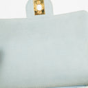 Chanel Vintage Quiltad Mocka Ljusblå Mini Flap-väska