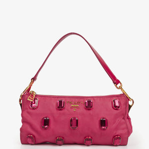 Prada Pink Nylon Tessuto Pietre Shoulder Bag