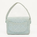 Chanel Vintage Quiltad Mocka Ljusblå Mini Flap-väska