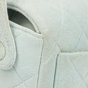 Chanel Vintage Quiltad Mocka Ljusblå Mini Flap-väska