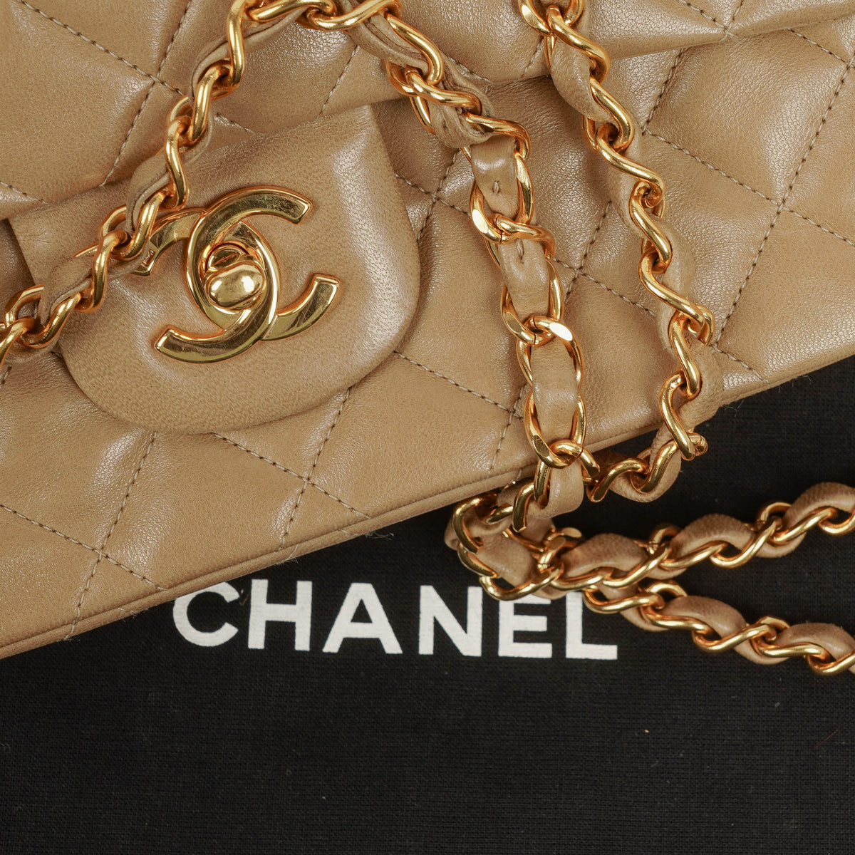 Chanel Vintage Small Classic Double Flap Bag Quilted Lambskin 24K Gold-Plated Hardware