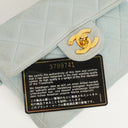 Chanel Vintage Quiltad Mocka Ljusblå Mini Flap-väska