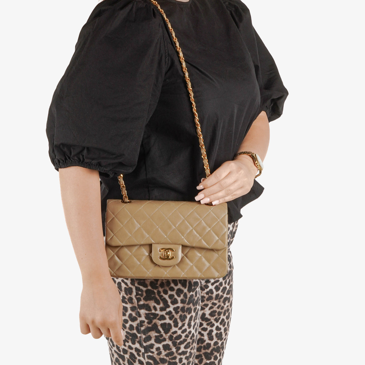 Chanel Vintage Small Classic Double Flap Bag Quilted Lambskin 24K Gold-Plated Hardware