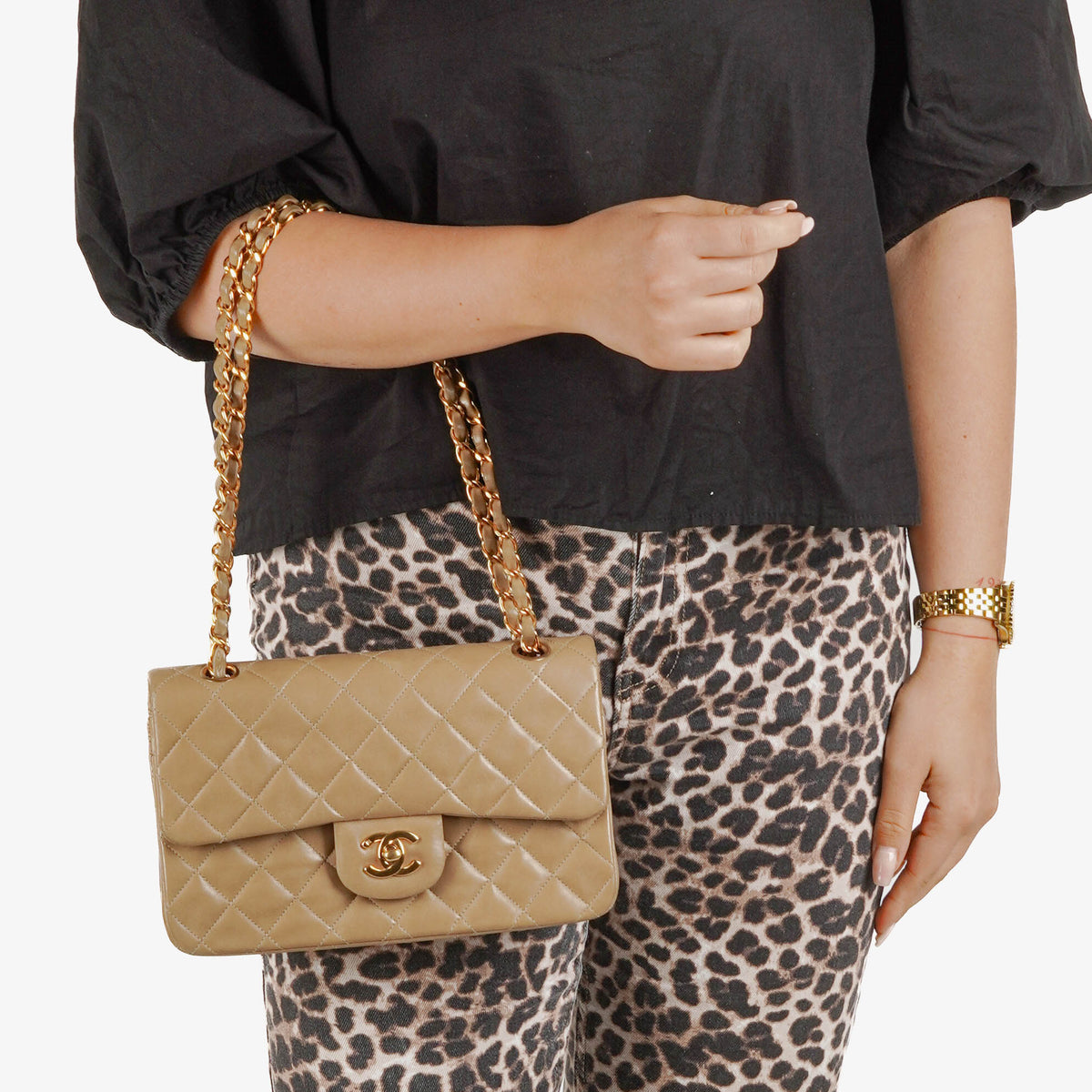 Chanel Vintage Small Classic Double Flap Bag Quilted Lambskin 24K Gold-Plated Hardware
