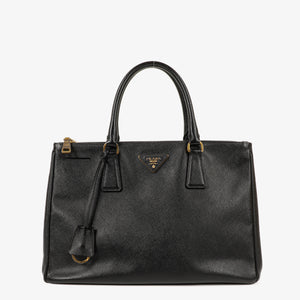 Prada Galleria Black Saffiano Lux Double Zip Tote Bag
