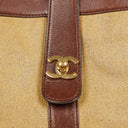 Chanel CC Beige Linen And Brown Leather Tote Bag