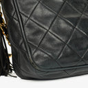 Chanel Vintage CC Black Quilted Lambskin Camera Tassel Bag