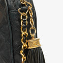 Chanel Vintage CC Black Quilted Lambskin Camera Tassel Bag