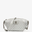 Chanel Silver Metallic Grained Calfskin Casual Rock Waist Bag