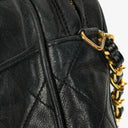 Chanel Vintage CC Black Quilted Lambskin Camera Tassel Bag