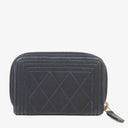 Chanel Quilted Navy Leather Boy Zip Coin Purse