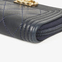 Chanel Quilted Navy Leather Boy Zip Coin Purse