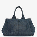 Prada Avio Denim Logo Tote Bag