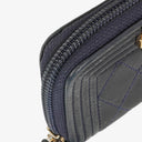 Chanel Quilted Navy Leather Boy Zip Coin Purse