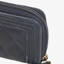 Chanel Quilted Navy Leather Boy Zip Coin Purse