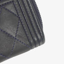Chanel Quilted Navy Leather Boy Zip Coin Purse