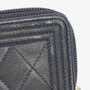 Chanel Quilted Navy Leather Boy Zip Coin Purse