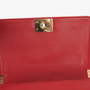 Chanel Boy Red Flap Leather Bag