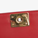 Chanel Boy Red Flap Leather Bag