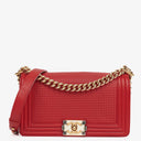 Chanel Boy Red Flap Leather Bag