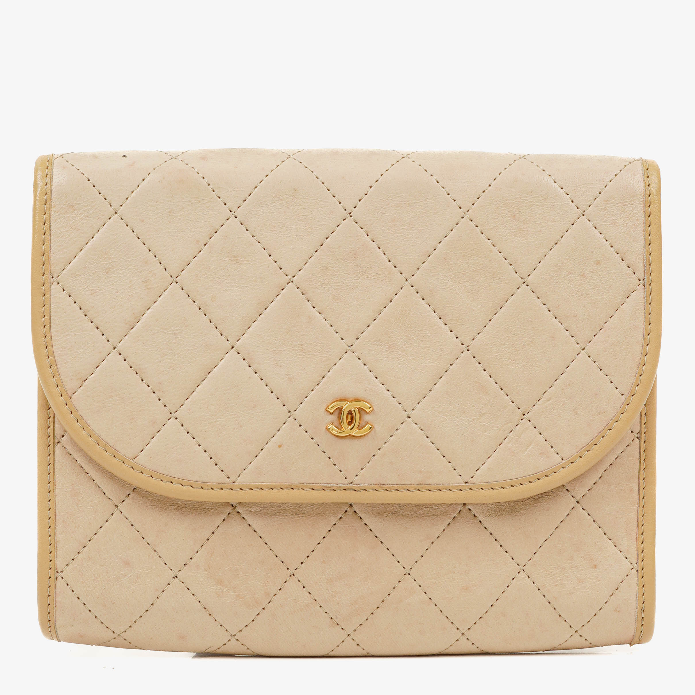 Chanel Mini Flap Tasche Beige Gestepptes Lammleder mit 24K Vergoldeter Hardware